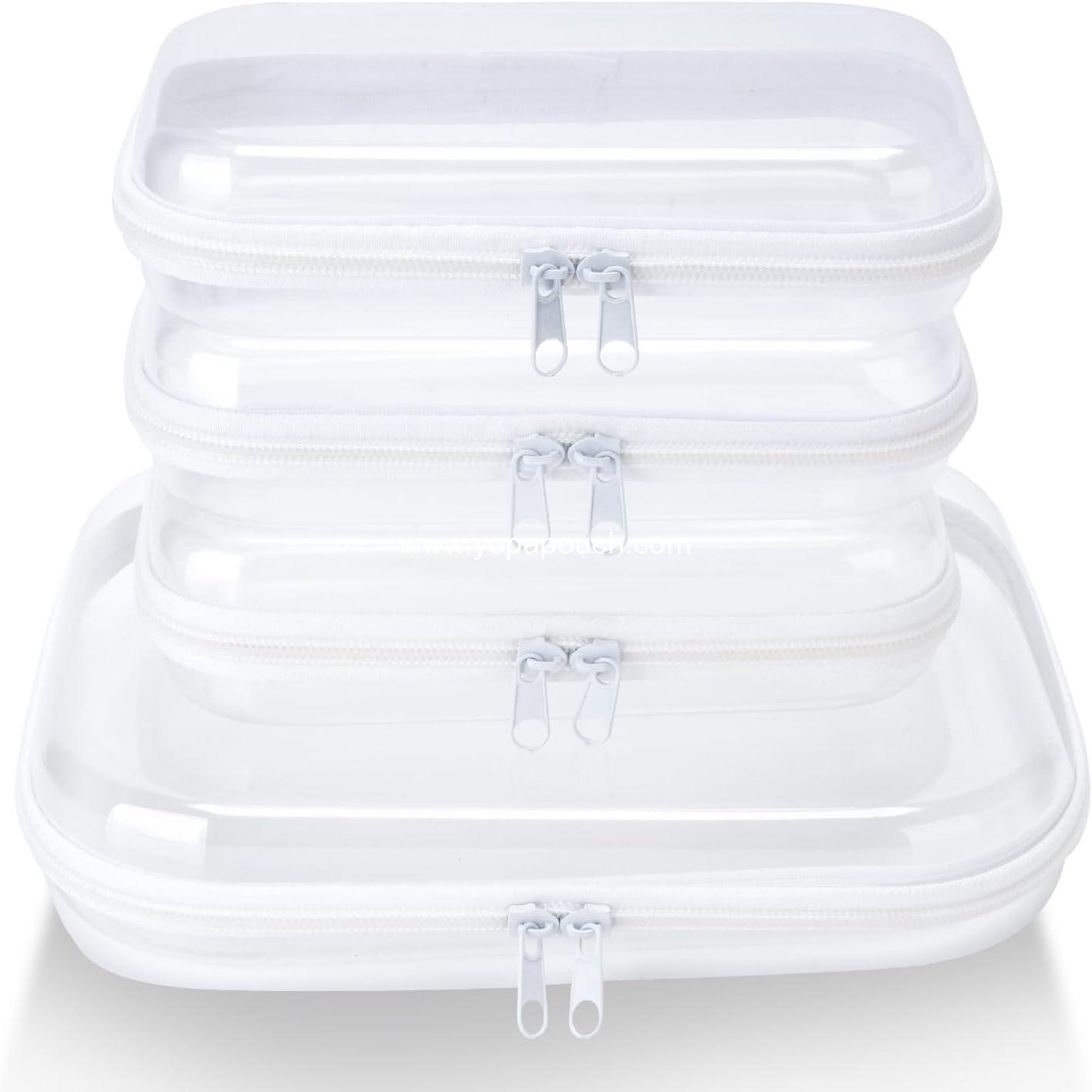 Wholesale Clear Zipper Pouches - 4 pcs Hard Shell Toiletry Bag for Travel, Clear Diaper Bag, Travel Organizer, Cosmetic Pouch, Toy Storage Bins (M+3S) Supplier