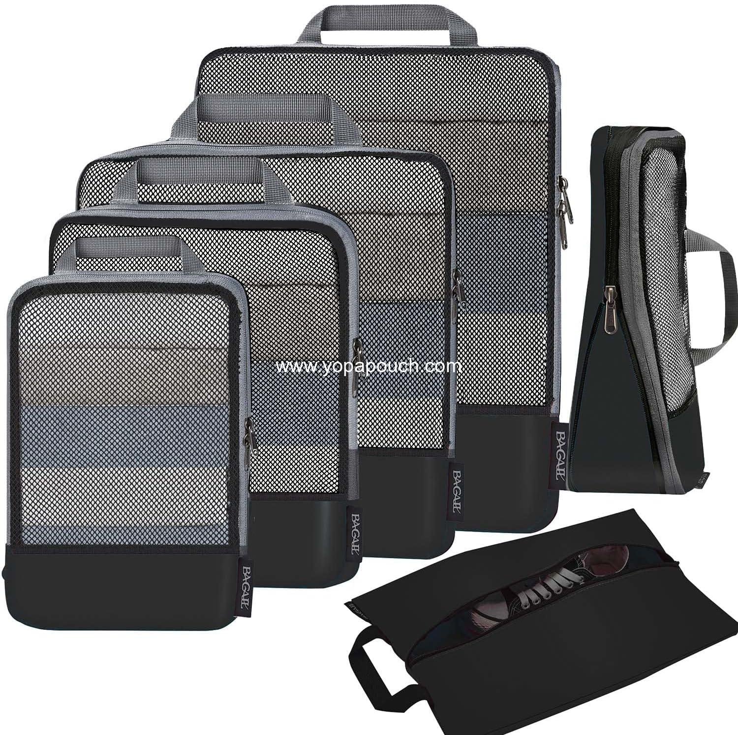 Wholesale Compression Packing Cubes - 4/6/8 Set Expandable Organizers with Half Mesh Design (6-Black) - Manufacturer