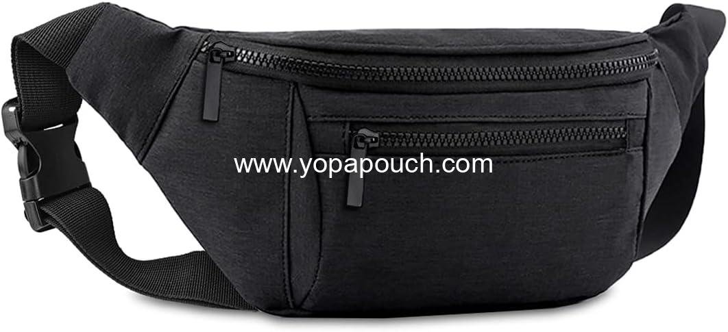 Wholesale Crossbody Fanny Pack for Men and Women, Lightweight Waist Bag for Travel, Walking, Running, Hiking, Cycling, Fits Any Phone and Wallet (Black) Supplier