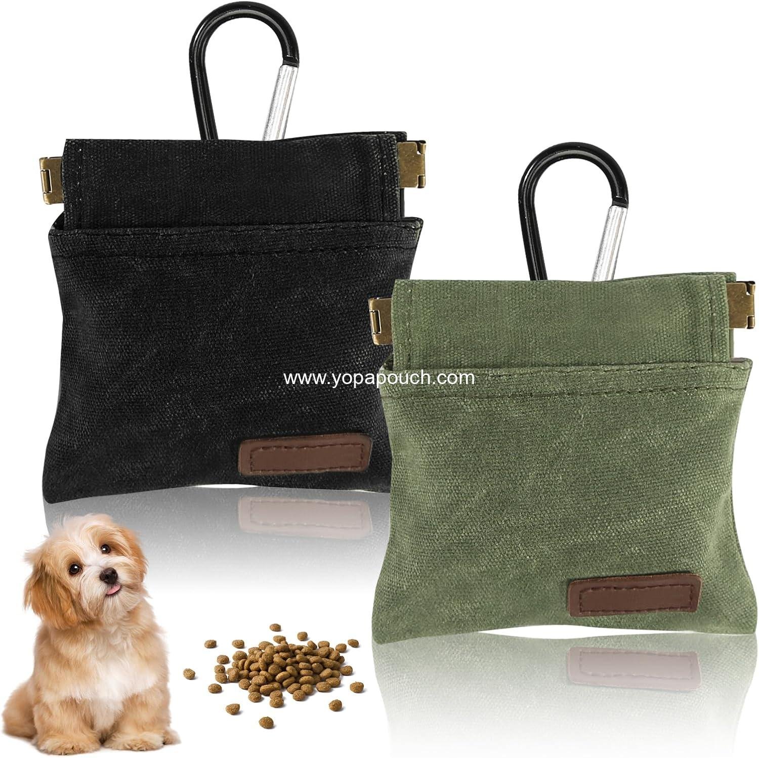 Wholesale Dog Treat Pouch 2Pcs, Portable Auto Closing Bag with Carabiner for Training, Travel, or Outdoor Use Black Green - Supplier
