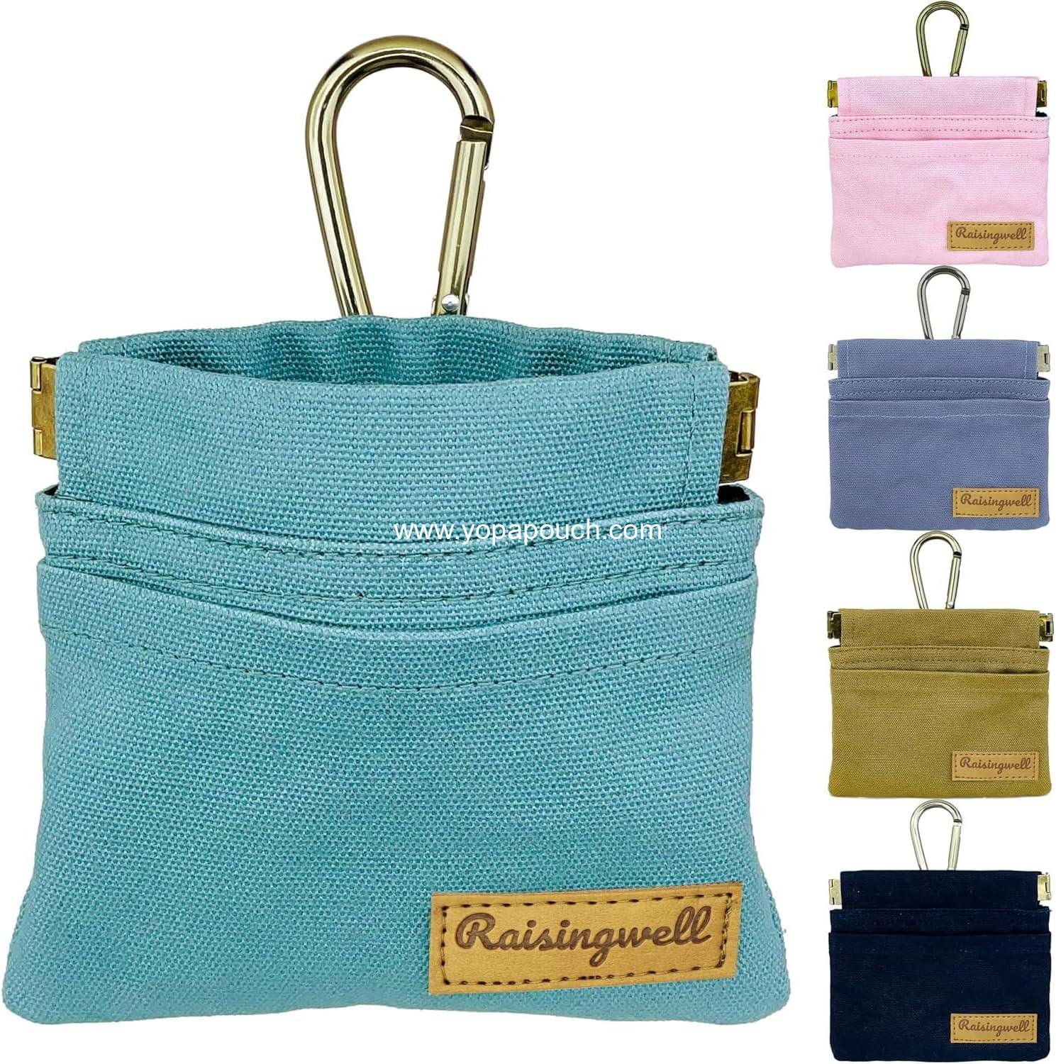 Wholesale Dog Treat Pouch - Green Pocket-Sized Pet Training Bag, Cotton Fabric, Hands-Free Dog Walking with Carabiner, Self-Closing Snack Reward for Puppy Travel or Outdoor Use, OEM