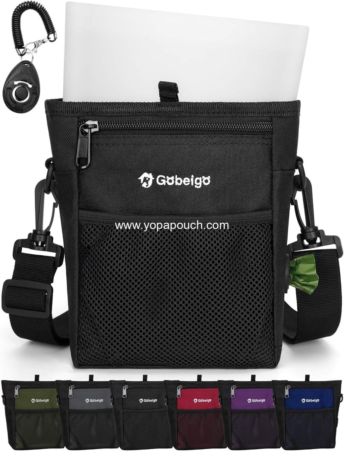 Wholesale Dog Treat Pouch with Silicone Liner, 4 Cup Capacity, 3 Ways to Wear, Includes Training Clicker, Front Pocket for Phones, Stronger Magnetic Closure Walking Fanny Pack (Black) - Supplier