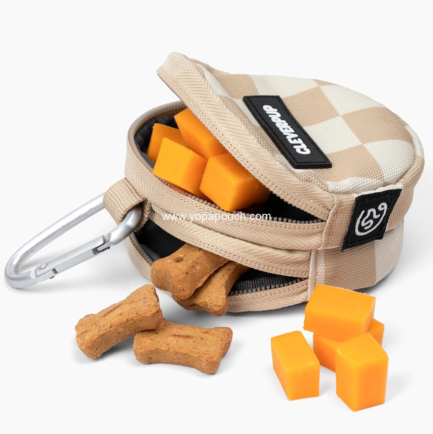 Wholesale Double Insulated Dog Treat Pouch - 1.5 Cup Capacity - Ideal for Dog Training and Walks, Features Two Pockets for Dry or Wet Treats, Attaches to Leash or Belt - Checkerboard Supplier
