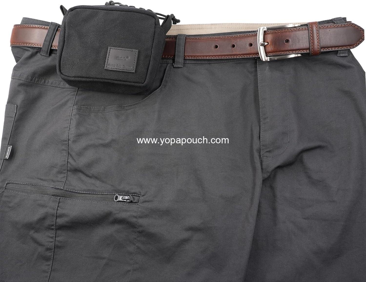 Wholesale EDC Belt Pouch for Men and Women, Water Resistant Waist Pack for Hiking and Travel, Tough Waxed Canvas with YKK Zippers, Black, Supplier