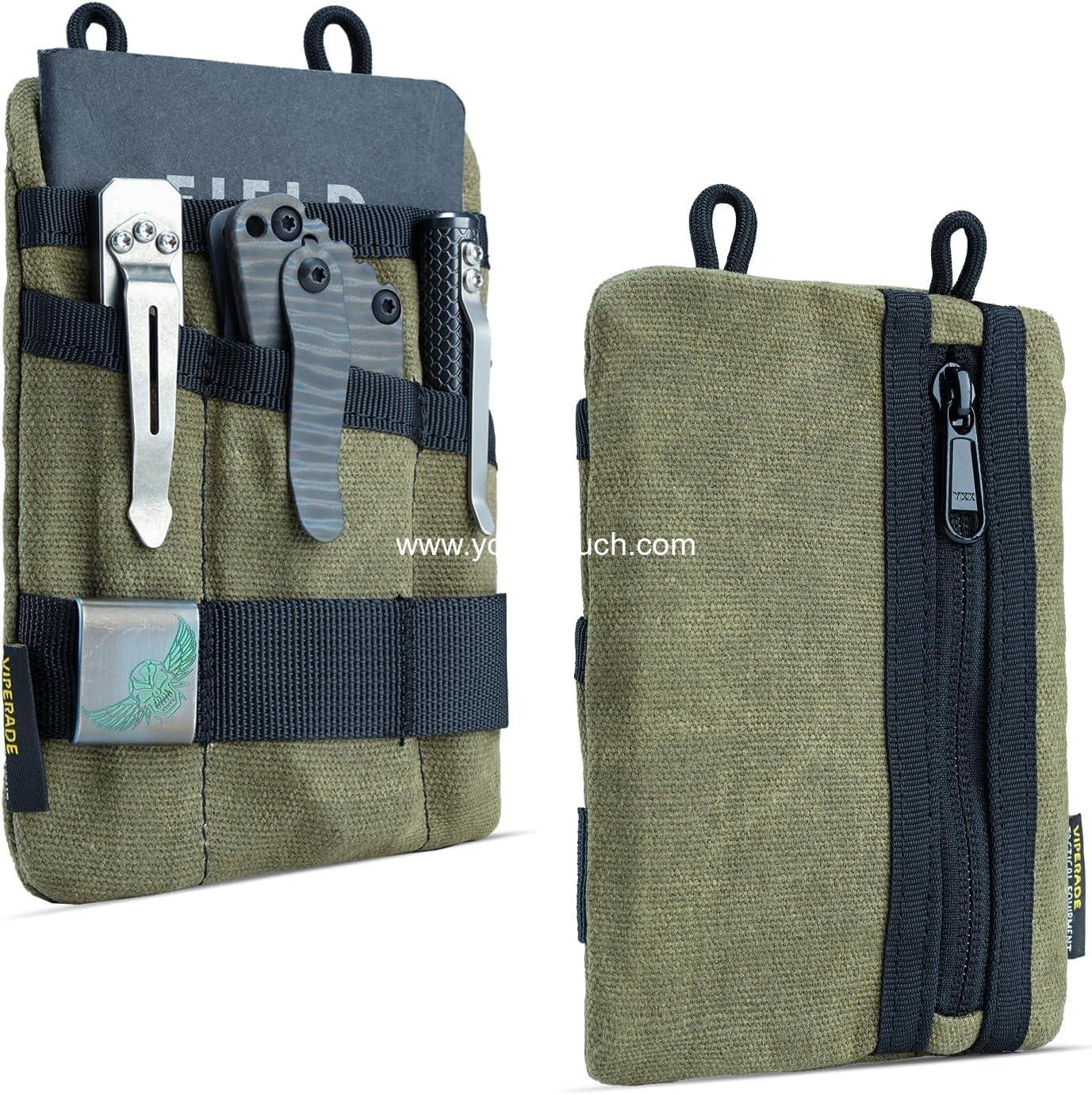 Wholesale EDC Pouch, Waxed Canvas Pocket Organizer with 3 Tool Slots and 1 Zipper Pocket for Men's Gear - Supplier