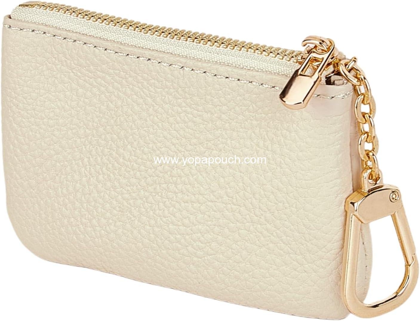 Wholesale Full Grain Leather Coin Purse with Key Chain - Small Change Purse Keychain Card Holder Wallet for Women and Men (Creamy-white) LA-2312 Supplier Wholesale Full Grain Leather Coin Purse with Key Chain - Small Change Purse Keychain Card Holder Wallet for Women and Men (Creamy-white) LA-2312 Supplier