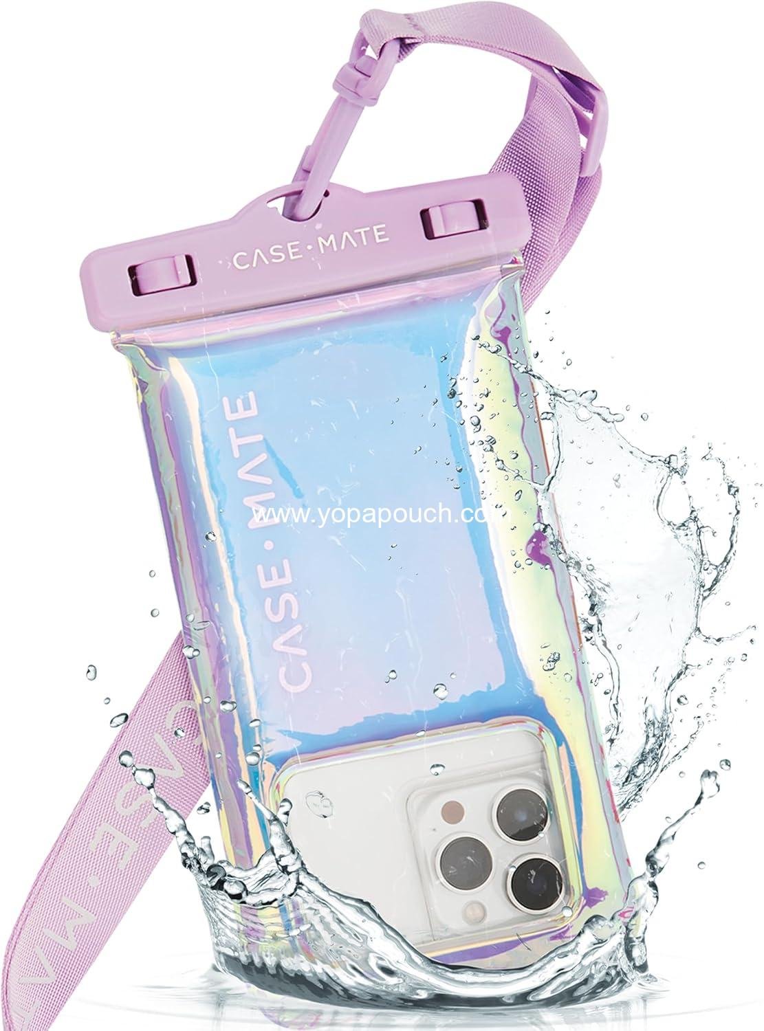 Wholesale IP68 Waterproof Phone Pouch - Floating Case with Crossbody Lanyard - Essential Travel Accessory - Touchscreen Friendly - Compatible with All Devices - Iridescent - Supplier