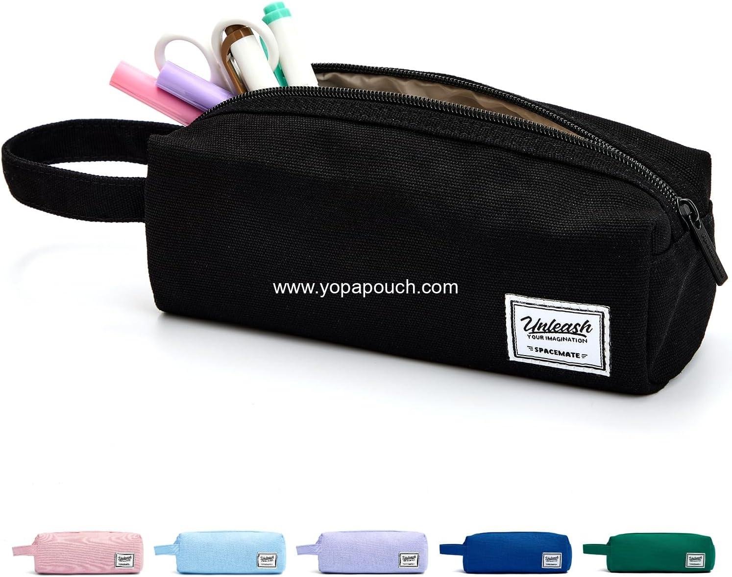 Wholesale Large Capacity Pencil Case Pouch Bag for School Supplies, Cute Preppy Aesthetic Canvas Pen Organizer, Back to College Stationery, Black, 1200ml, Supplier