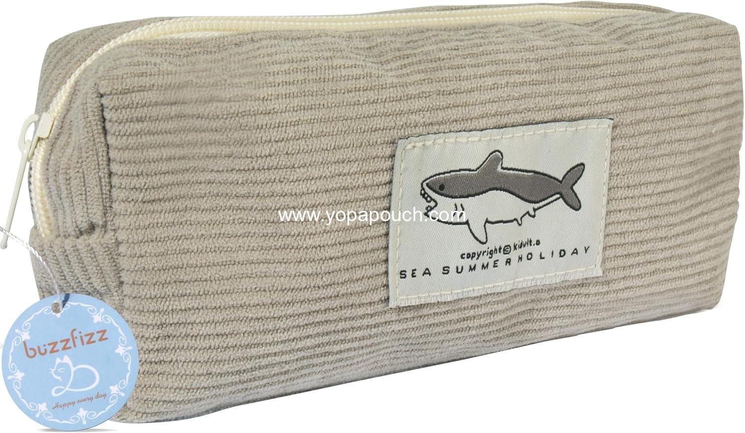 Wholesale Large Capacity Small Pencil Case with Shark Design and Gray Zipper for Office Stationery Organizer (Grey) Supplier