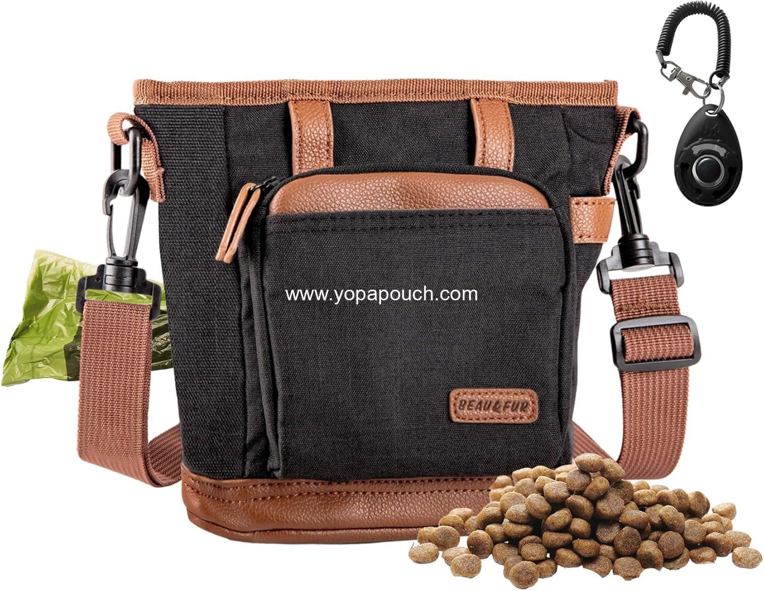 Wholesale Large Dog Treat Pouch with Clicker for Training – 4-Cup Capacity, Built-In Poop Bag Dispenser, Expandable Pocket, Metal Buckle, Large Back Pocket, Perfect for Walks and Training – Black Manufacturer