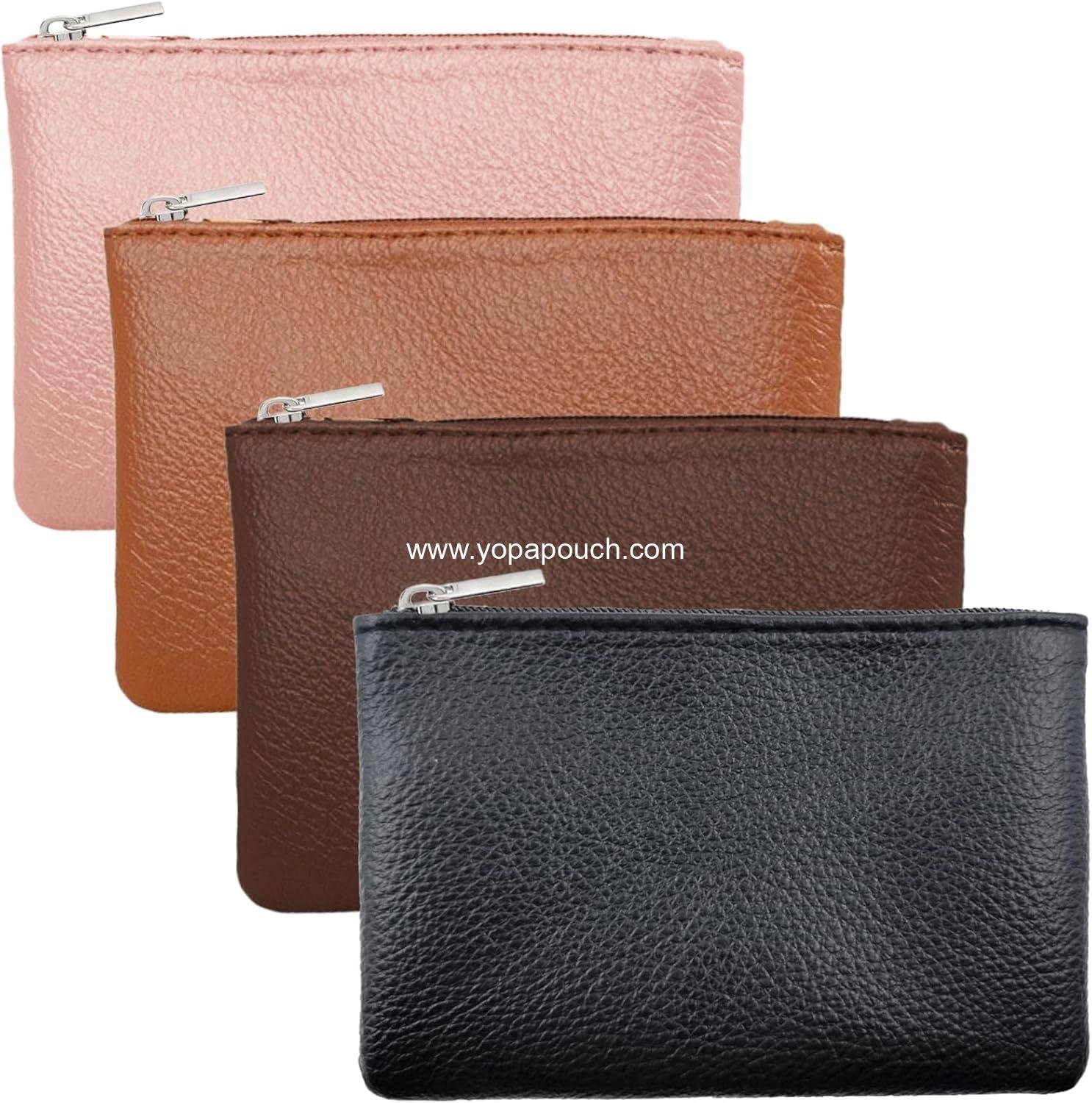 Wholesale Leather Zipper Pouch - 4Pcs Small Coin Purse for Men and Women, Portable Change Wallet, Mini Coin Pocket Pouch, Change Holder for Coins, Manufacturer
