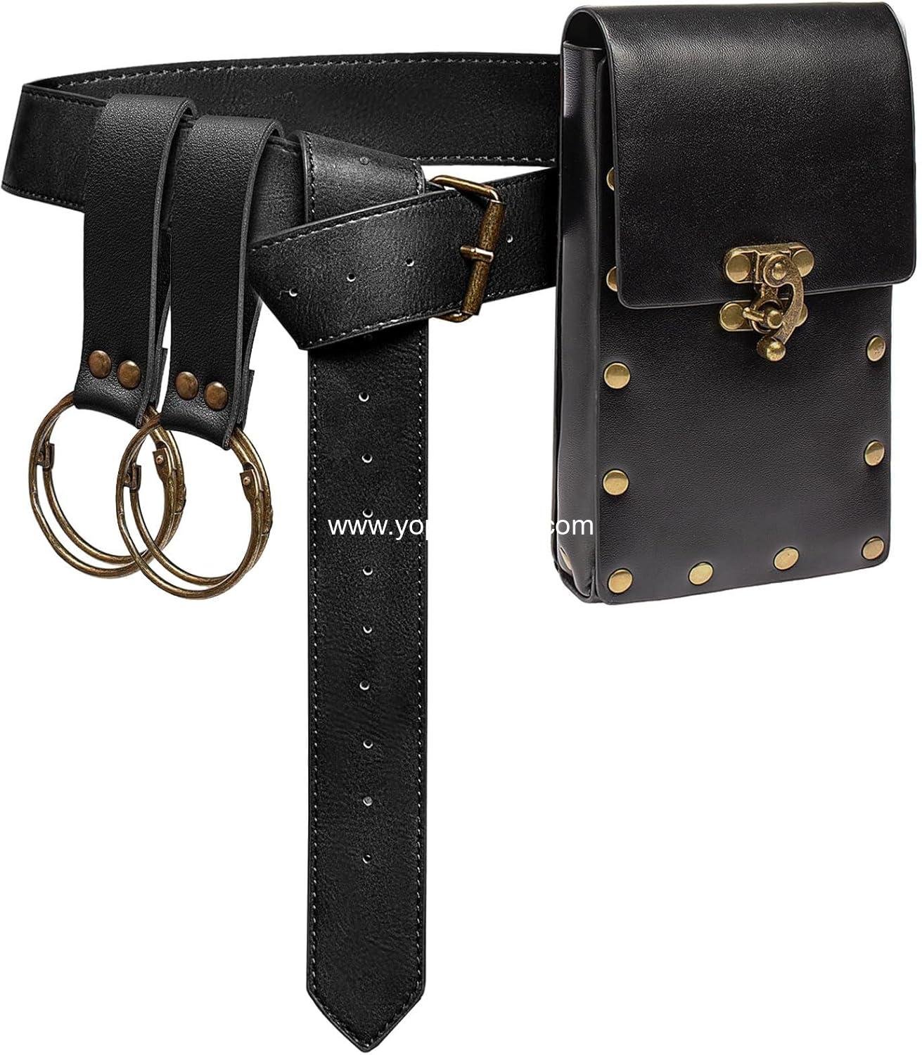 Wholesale Medieval Belt Pouch Fanny Pack Phone Holder Steampunk Festival Cosplay Accessory Waist Bag (1-Black) Supplier