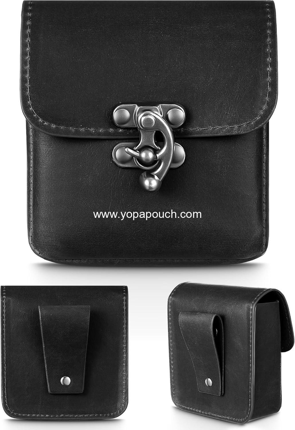 Wholesale Medieval Vintage Leather Belt Pouch Waist Bag Renaissance Steampunk Fanny Pack for Casual Hiking - Black (3.98 x 3.98 x 1.5 Inch) Supplier