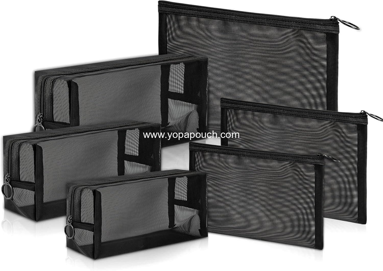 Wholesale Mesh Cosmetic Bag Portable Makeup Pouch Travel Toiletry Organizer 6 Pieces Makeup Mesh Supplier