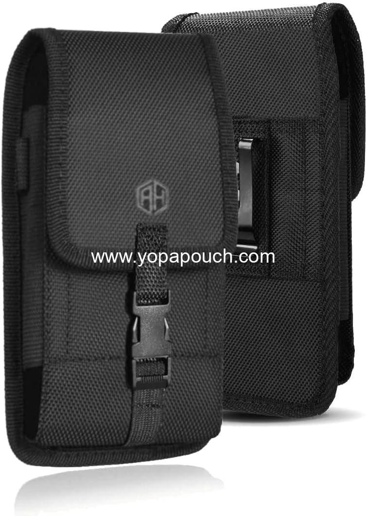 Wholesale Military Grade Cell Phone Pouch Belt Holster with Belt Loop for iPhone 16 Plus, 16 Pro Max, 15 Plus, S24, S25 Ultra - Fits Large Phones with Otterbox - Nylon Canvas Construction - Supplier