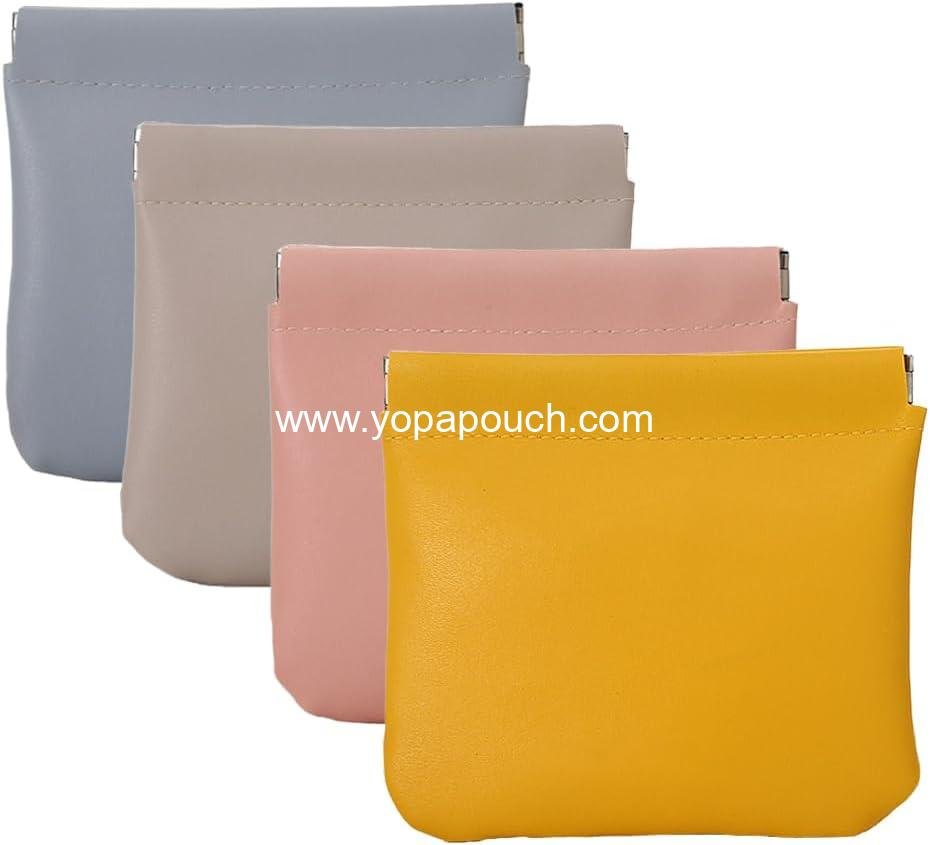 Wholesale Mini Waterproof Leather Pouch Set - 4 Pcs Snap Closure Self-Sealing Cosmetic Bags for Makeup, Coins, Jewelry, Eyeglasses (4.7x4.5 inches) - Supplier