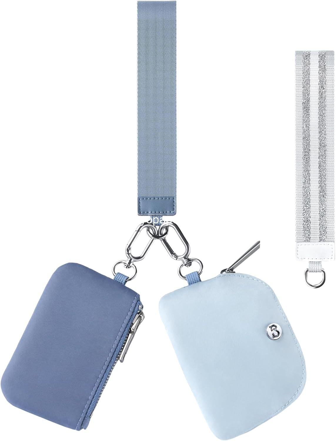 Wholesale Mini Zip Around Dual Pouch Wristlet with 2 Straps - Keychain Wallet for Women - Cute Coin Purse for Teen Girls - Factory