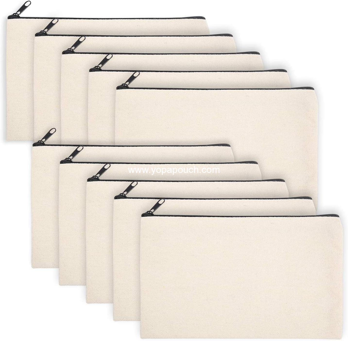 Wholesale Multi-Purpose Blank Canvas Zipper Pouch - Makeup, Cosmetic, and Travel Toiletry Bag for DIY Craft Projects and Storage (8.3 x 5 inches) Supplier