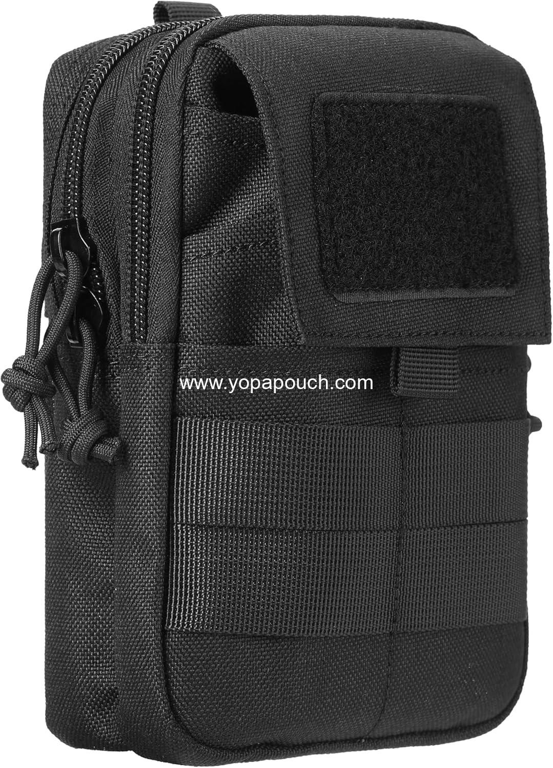 Wholesale Multipurpose Tactical Molle Mobile Phone Belt Pouch EDC Gadget Slim Utility Waist Bag with Cellphone Holster - Large Black Manufacturer