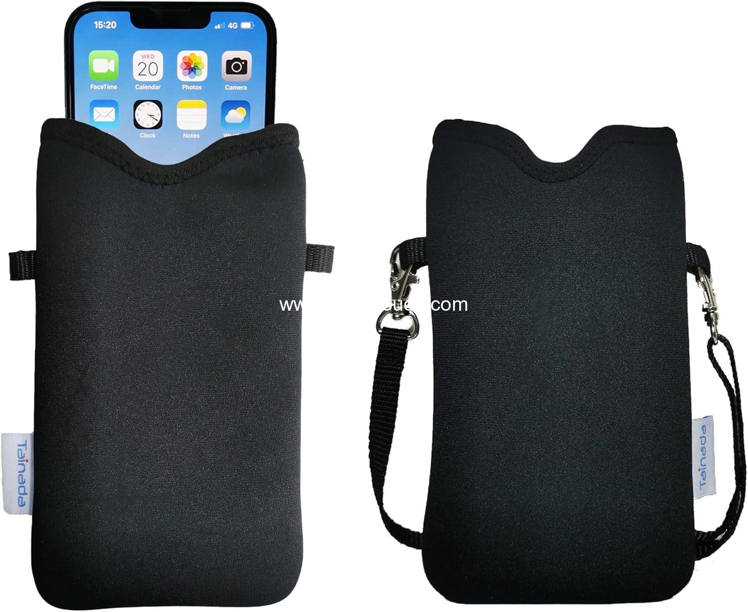Wholesale Neoprene Phone Sleeve Case with Crossbody Strap/Neck Lanyard for iPhone 17/16/15 Pro Max, Air, 16/15 Plus, 16e, Samsung S25, A56, Google Pixel 10 (Black) - Supplier