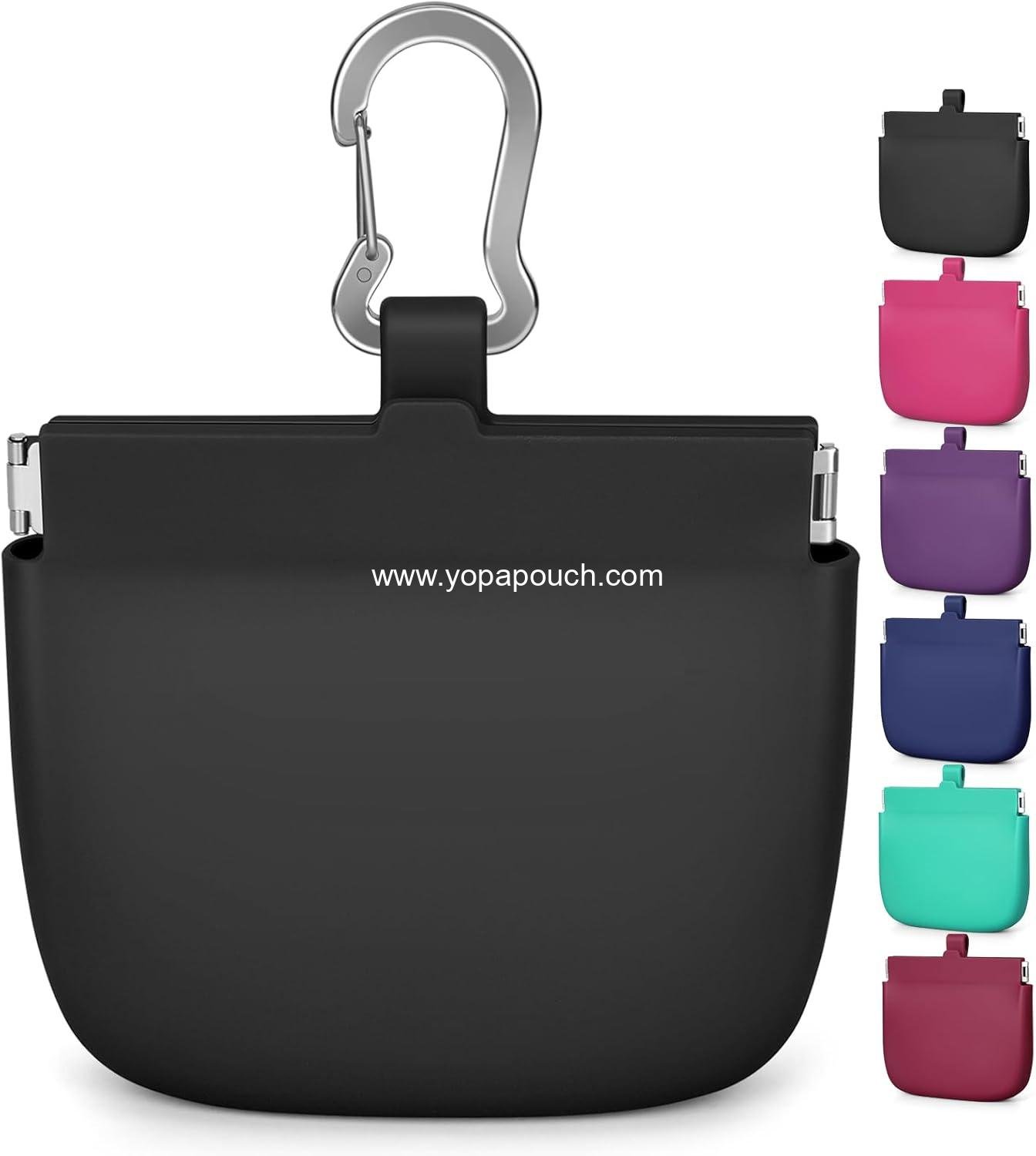 Wholesale One-Hand Access Silicone Dog Treat Pouch, Pocket-Sized Training Pouch with Pull Tab & Auto Closing Lid for Easy Pet Training & Walking (Small, Black) Supplier