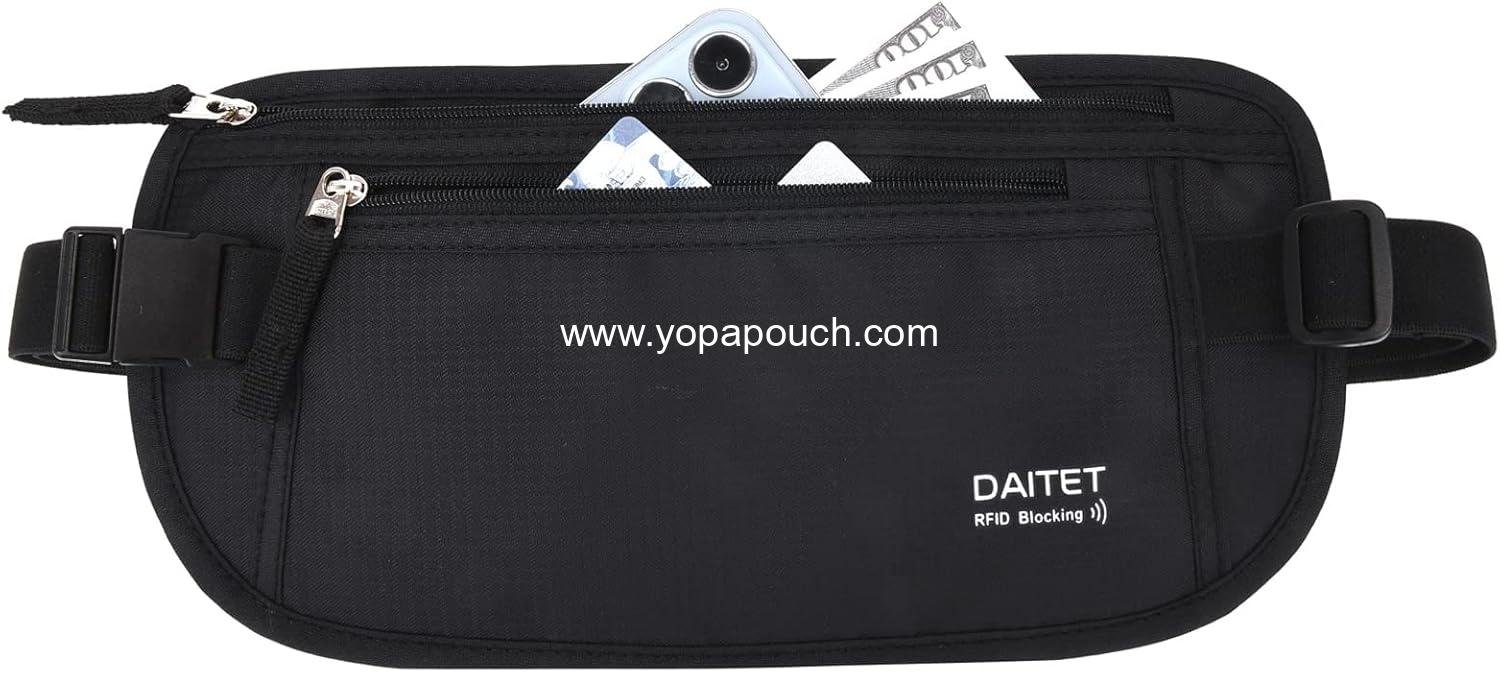 Wholesale Passport Holder Money Belt with RFID Blocking, Hidden Travel Wallet Undercover Fanny Pack (Black) - Supplier