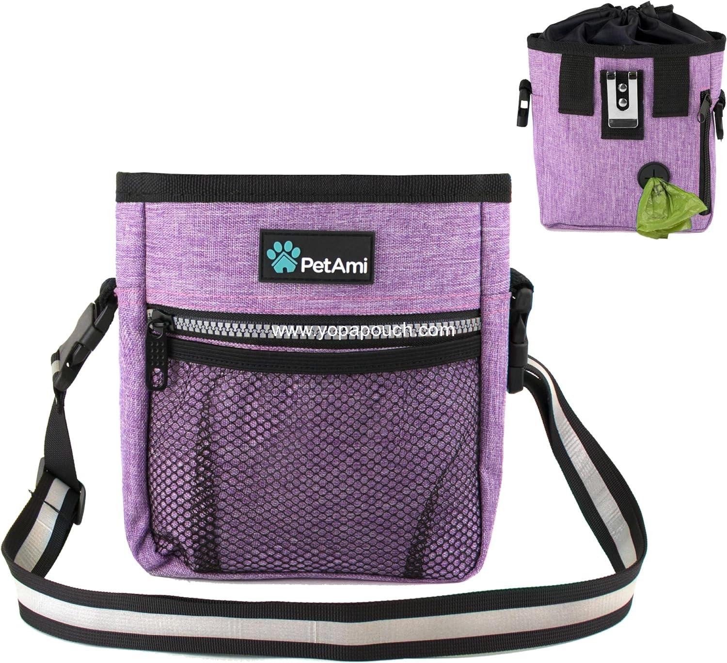 Wholesale Pet Treat Pouch for Training and Dog Walking, Kibble Holder, Poop Bag Dispenser, 3 Ways to Wear (Purple) - Supplier
