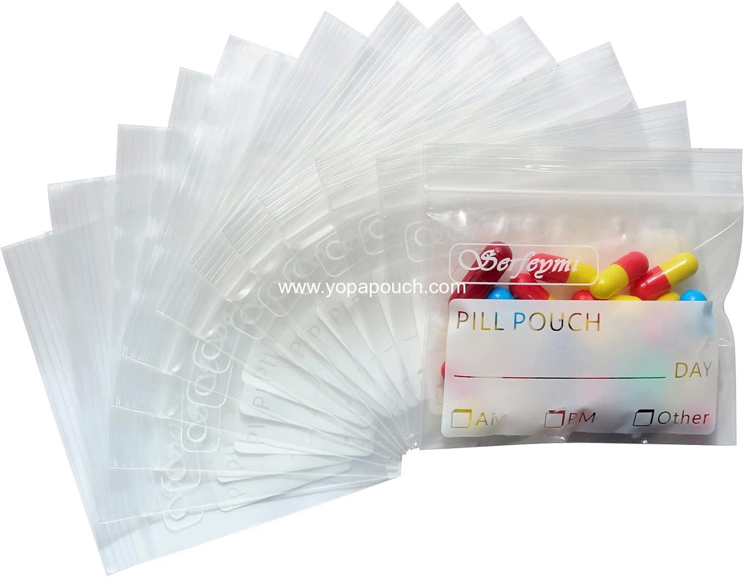 Wholesale Pill Pouch Organizer, 120 Reusable 3 x 2.75 Inch Pill Bags, BPA Free, Waterproof with Write-on Label & Zipper Seal, AM PM Supplement Baggies, Supplier