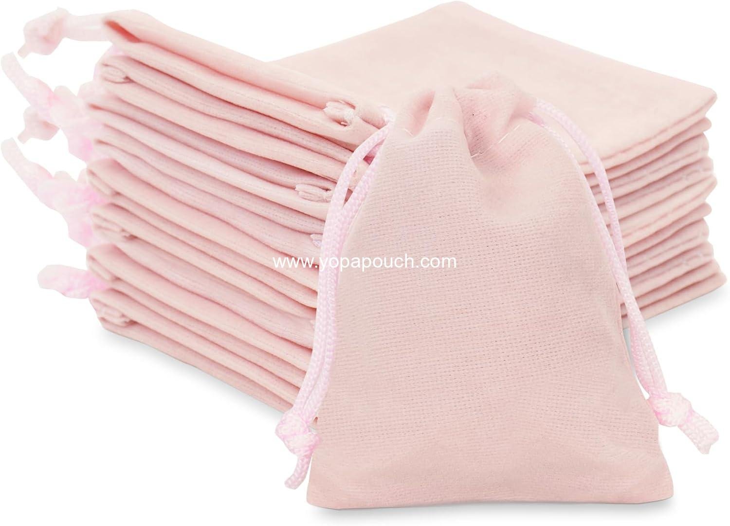 Wholesale Pink Velvet Jewelry Pouches, 20PCS Small Drawstring Gift Bags for Weddings, Parties, Christmas (2.75''x3.54'') - Supplier