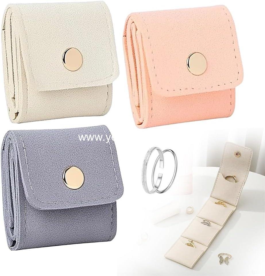 Wholesale Portable Mini Travel Jewelry Roll Bag, Foldable with Buckle, Small Jewelry Organizer for Earrings, Rings, Necklaces (Multicolor*3) - Manufacturer