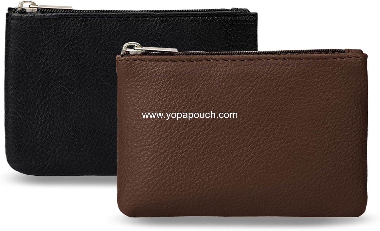 Wholesale Portable PU Leather Mini Coin Purse with Zipper for Women - Holds Credit Cards, Folded Bills, ID, Keys, Headset, Lipstick (Black & Coffee) - Supplier