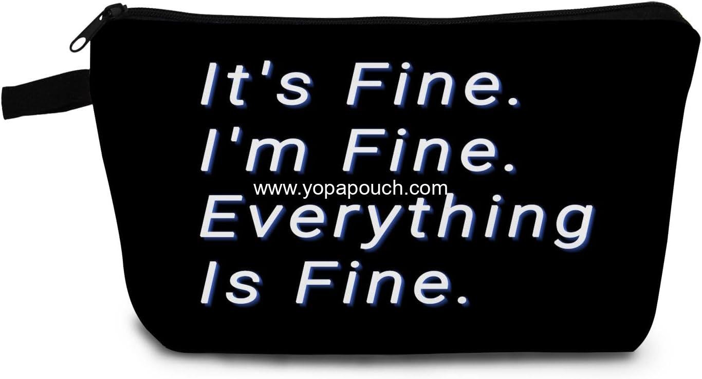 Wholesale Simple Letter Makeup Bag Black Cute Organizer Pouch Toiletry Zipper Cosmetic Bag It's Fine I'm Fine Birthday Gift for Women Friends Sisters BFF Supplier Wholesale Simple Letter Makeup Bag Black Cute Organizer Pouch Toiletry Zipper Cosmetic Bag It's Fine I'm Fine Birthday Gift for Women Friends Sisters BFF Supplier