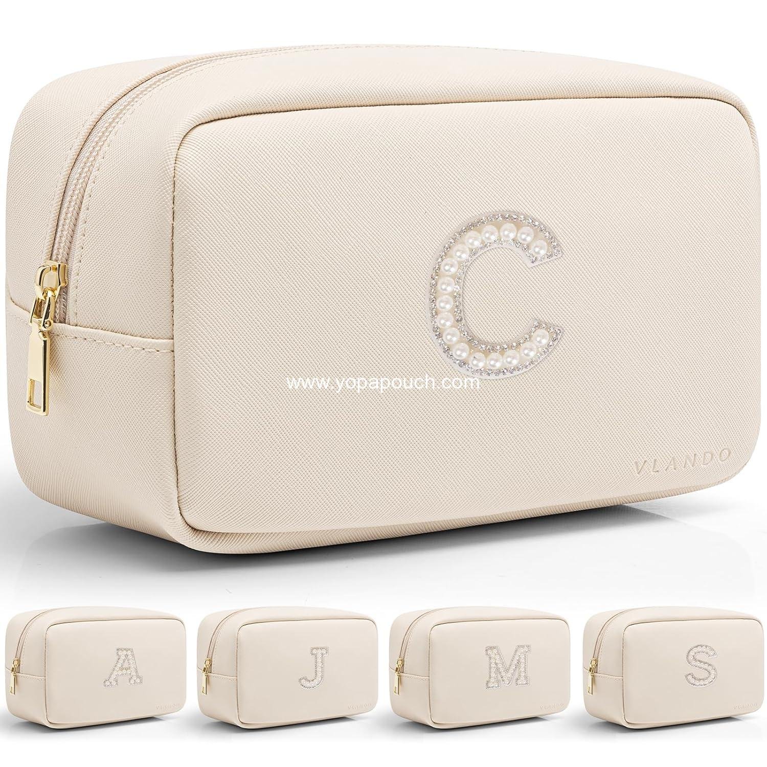 Wholesale Small Cosmetic Pouch Makeup Bag PU Leather Monogram Gifts for Teen Girls Women Preppy Stuff Supplier