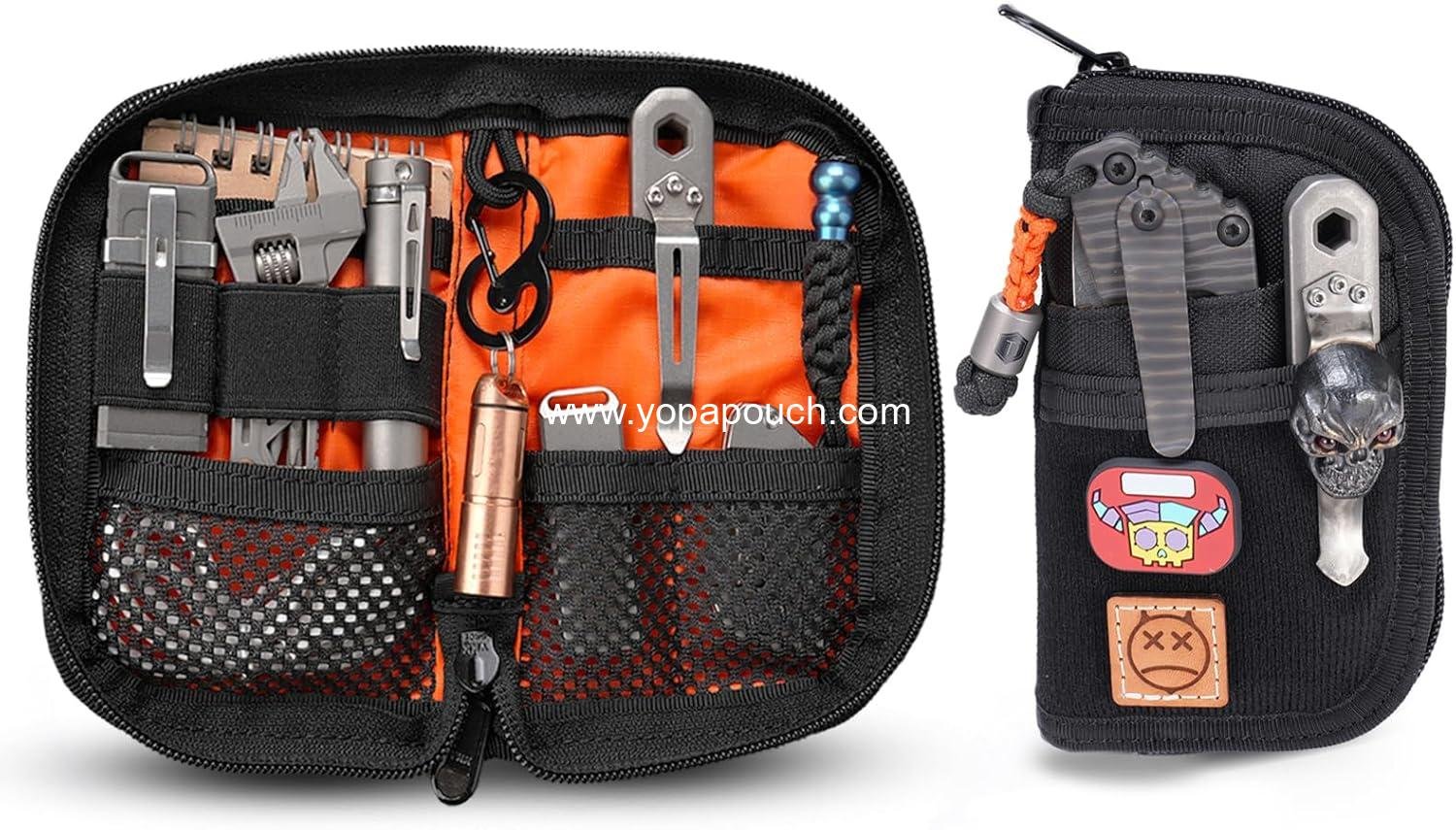 Wholesale Small EDC Pouch with 10 Compartments, Pocket Tool Organizer for Multitools, DIY Patches Area - Supplier