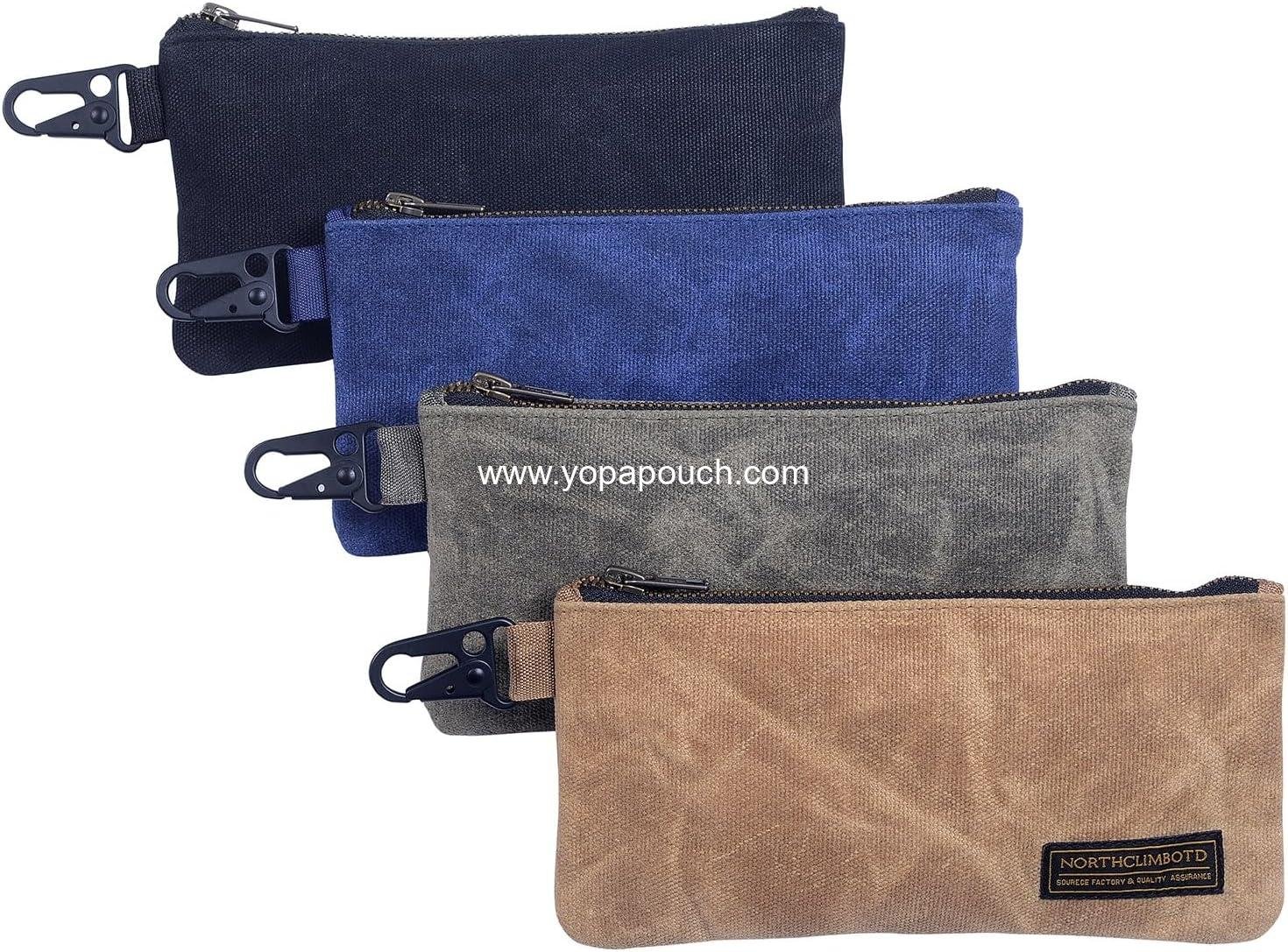 Wholesale Small Tool Bag, Waxed Canvas Zippered Pouch, Utility Tool Pouch for Organizers and Storage, 8.5