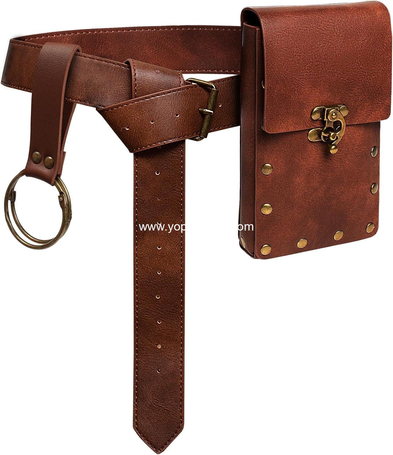 Wholesale Steampunk Fanny Pack Waist Bag Leather Phone Holder Medieval Renaissance Cosplay Costume Accessories (1-Brown) Supplier