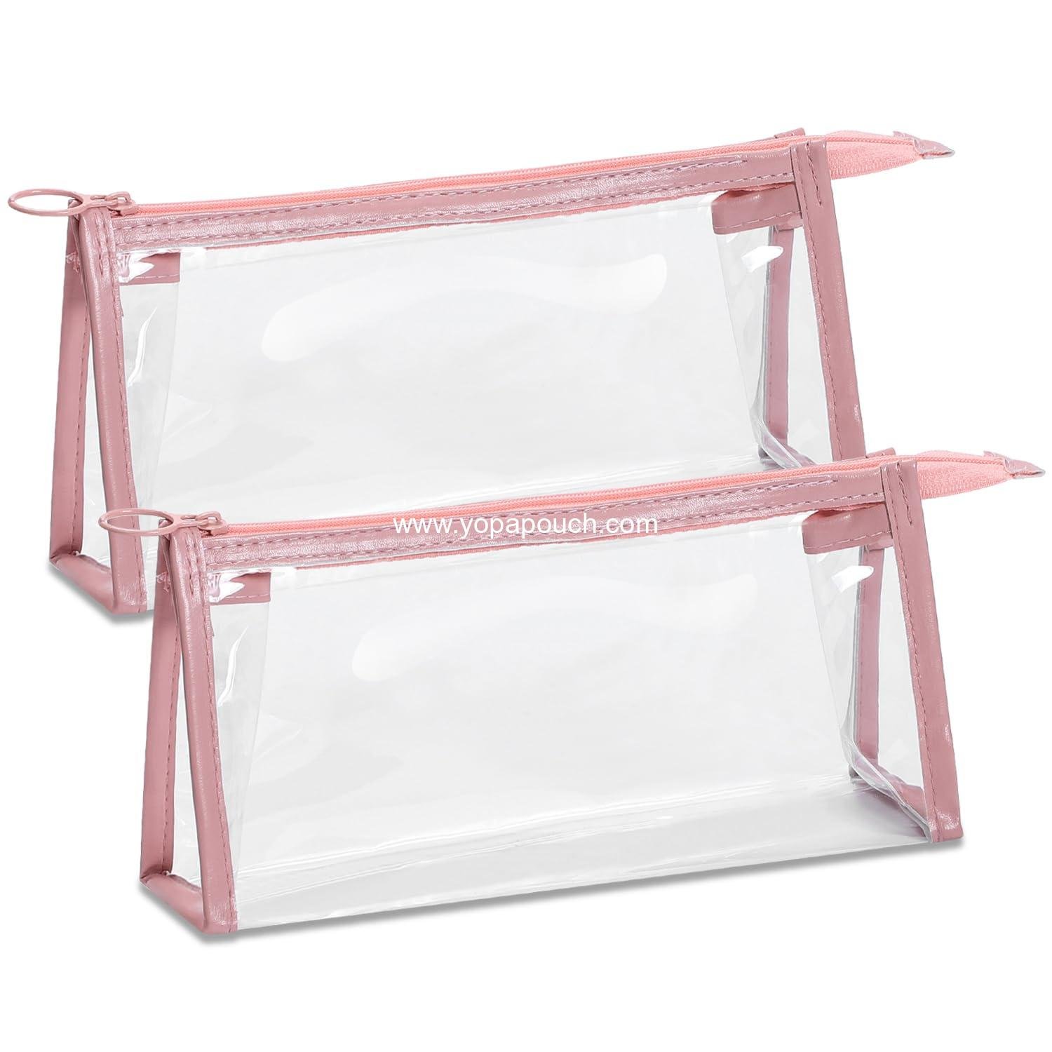 Wholesale TSA Approved Toiletry Bag - Clear Zipper Pouches for Travel, Small Makeup and Cosmetic Bags, Pencil Case for Home Organizing, Office, Vacation, Travel (Pink) - Supplier