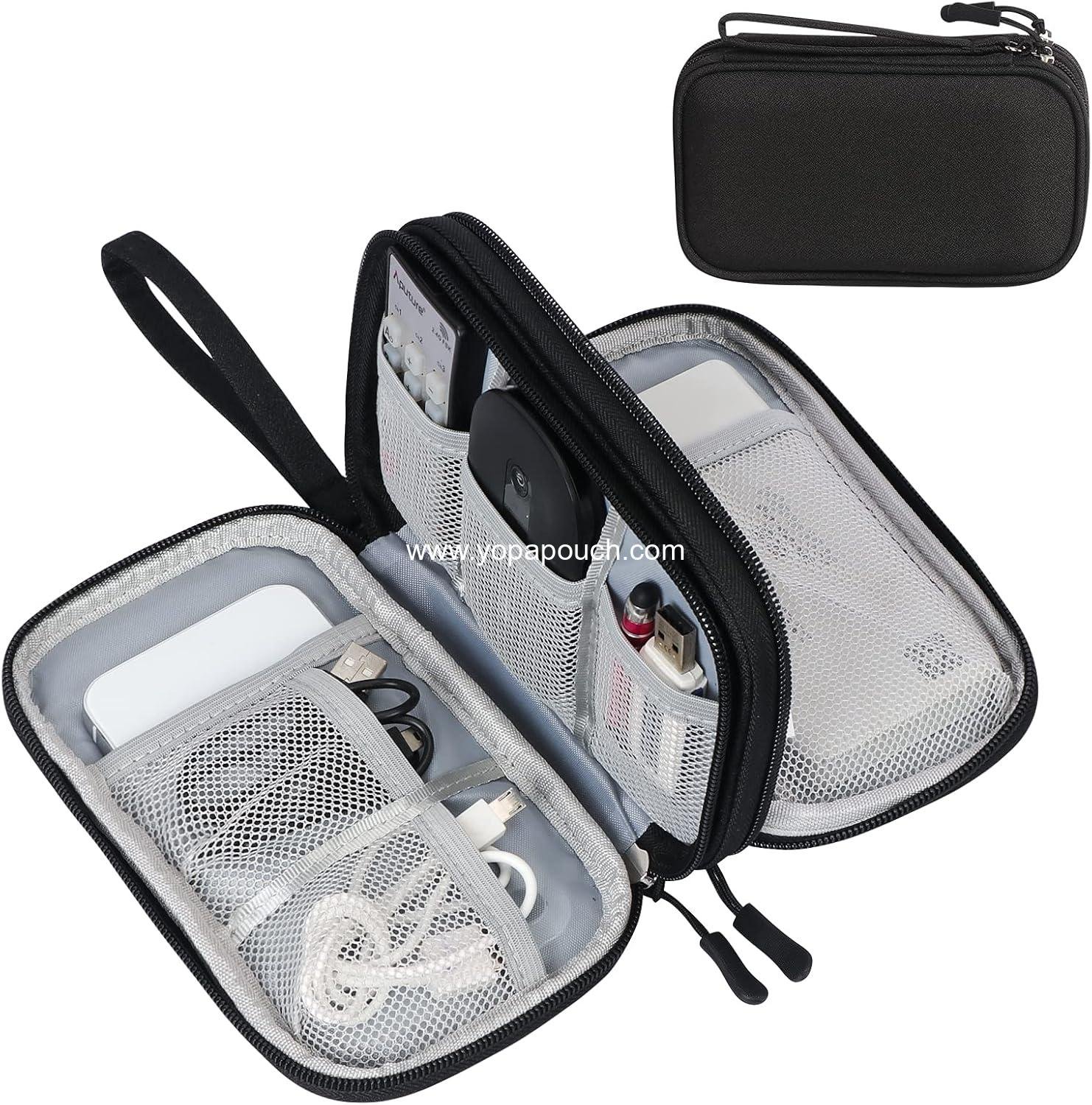 Wholesale Travel Cable Organizer Pouch for Electronic Accessories, Portable Waterproof Double-Layer Storage Bag for Cord, Charger, Phone, Earphones - Black Manufacturer Wholesale Travel Cable Organizer Pouch for Electronic Accessories, Portable Waterproof Double-Layer Storage Bag for Cord, Charger, Phone, Earphones - Black Manufacturer