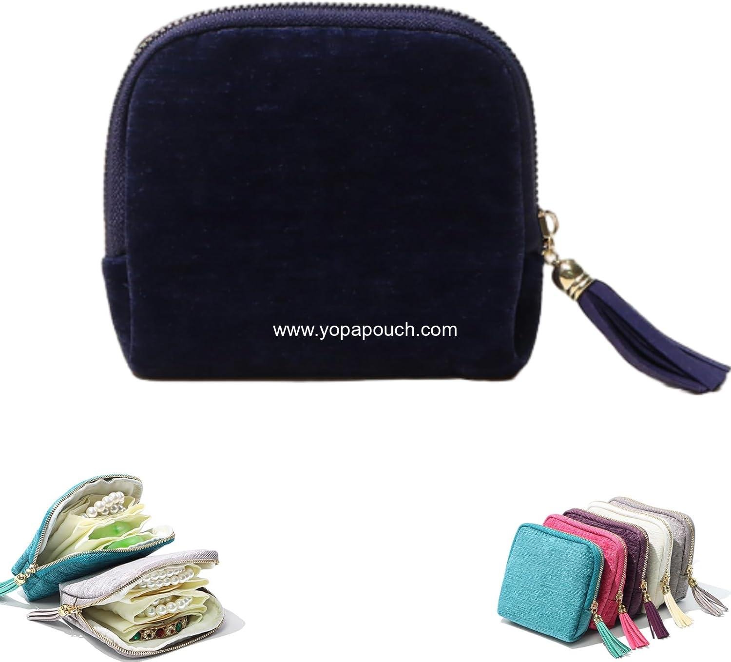 Wholesale Travel Jewelry Case Portable Bead Organizer Small Jewelry Pouch Bags with Zipper & Tassel for Earrings Necklaces Rings Bracelets Brooches Supplier