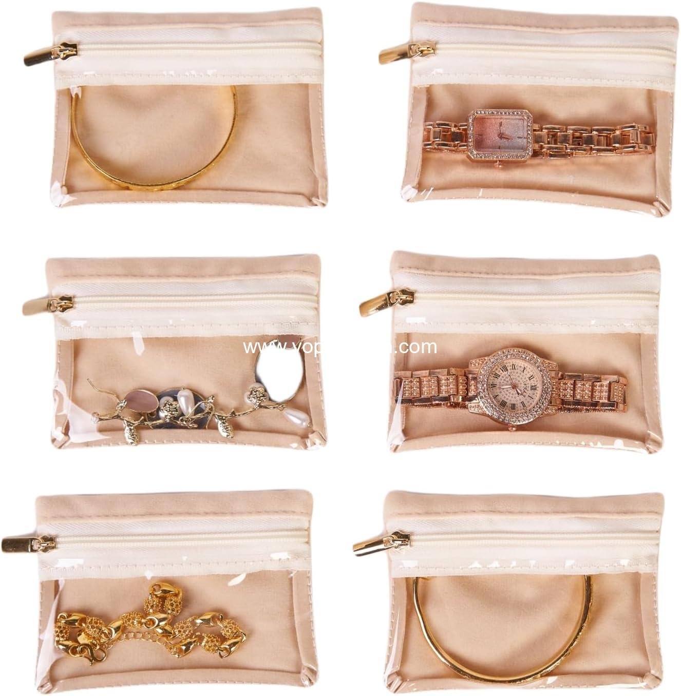 Wholesale Travel Jewelry Organizer, 6 Velvet Zipper Bags Jewelry Box for Women, Ideal Teacher Appreciation, Wedding, and Birthday Gifts, Trendy Gift Box Packaging (6 BAG) Supplier