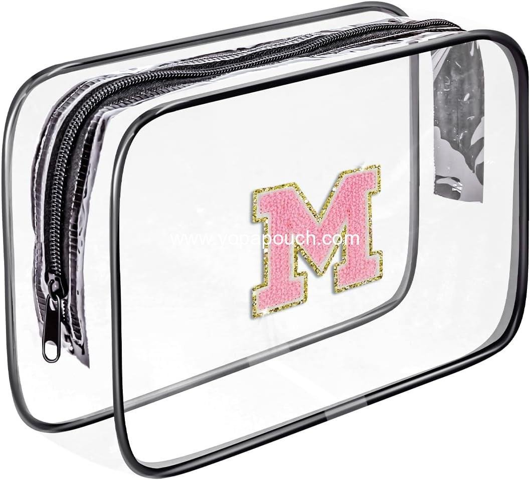 Wholesale Waterproof Clear Toiletry Bag, Portable Travel Cosmetic Organizer with Zipper, Chenille Letter Design for Men and Women, Travel Essentials (Size M) - Supplier