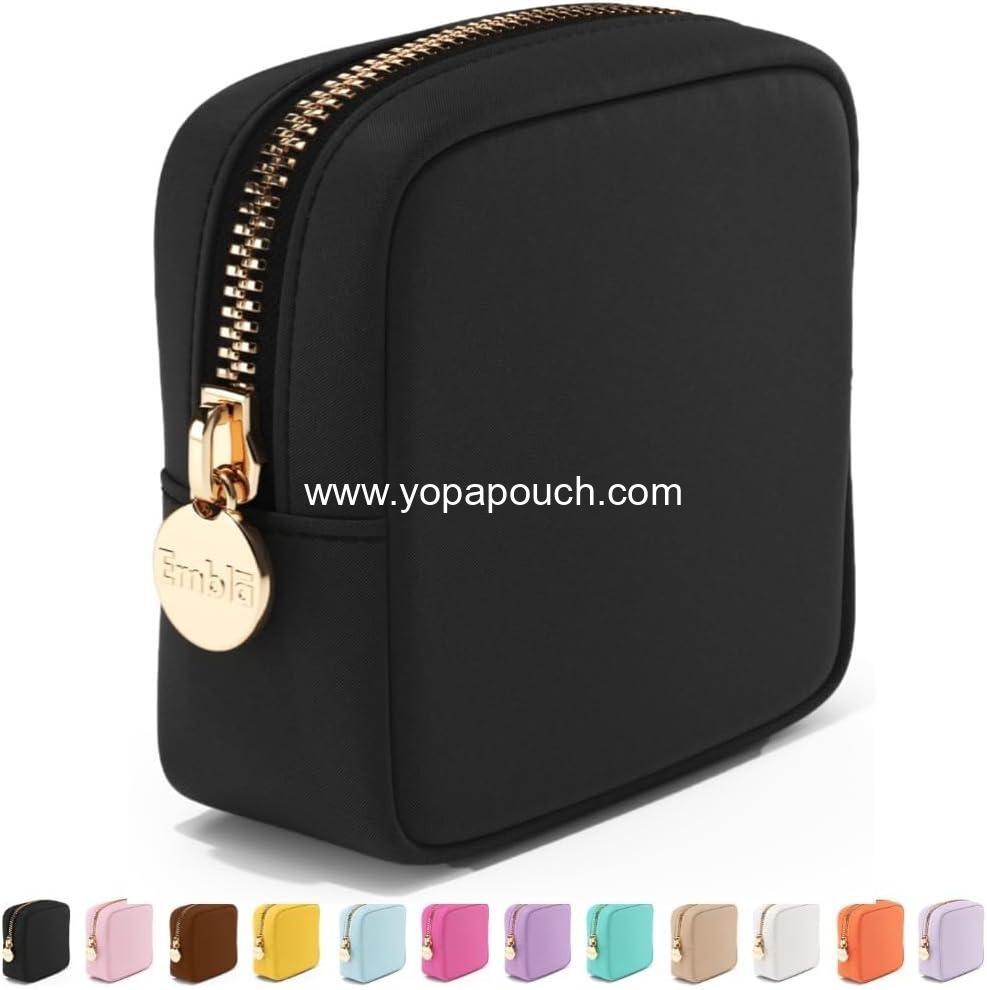 Wholesale Waterproof Travel Makeup Bag, Nylon Zipper Toiletry Organizer, Cute Cosmetics Pouch for Women and Girls, Small Skincare Case, Black Manufacturer