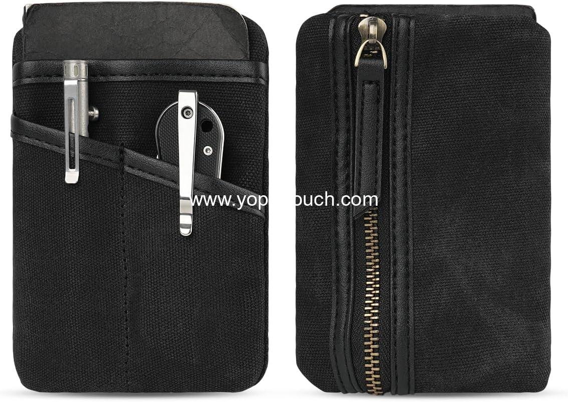 Wholesale Waxed Canvas EDC Pocket Organizer, Zipper Pouch for Men, Slim Organizer for Coins, Notebook, Multitool, Tactical Pen - Manufacturer