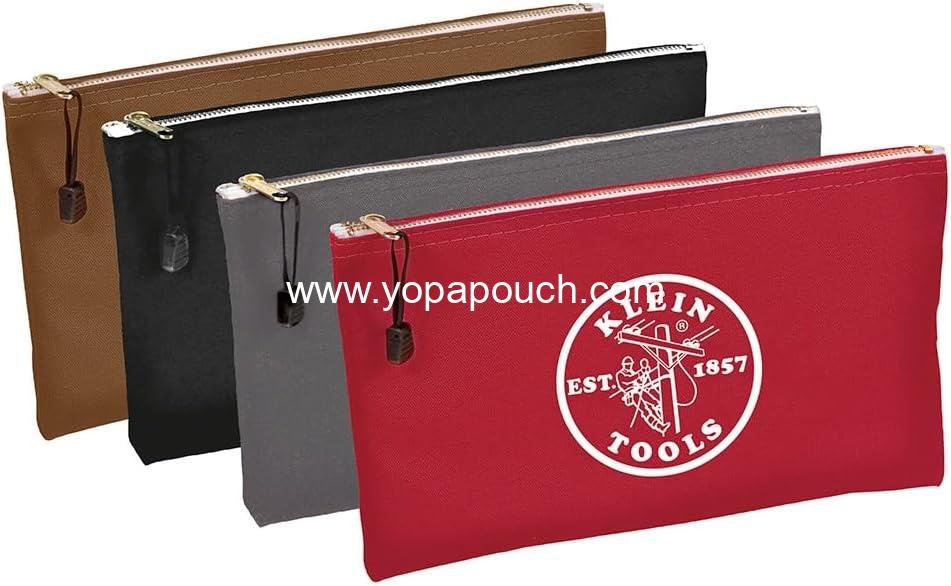 Wholesale Zipper Tool Bag 4-Pack, 12.5 x 7-Inch Canvas Utility Pouch for Bank Deposits, Brown/Black/Gray/Red, Supplier