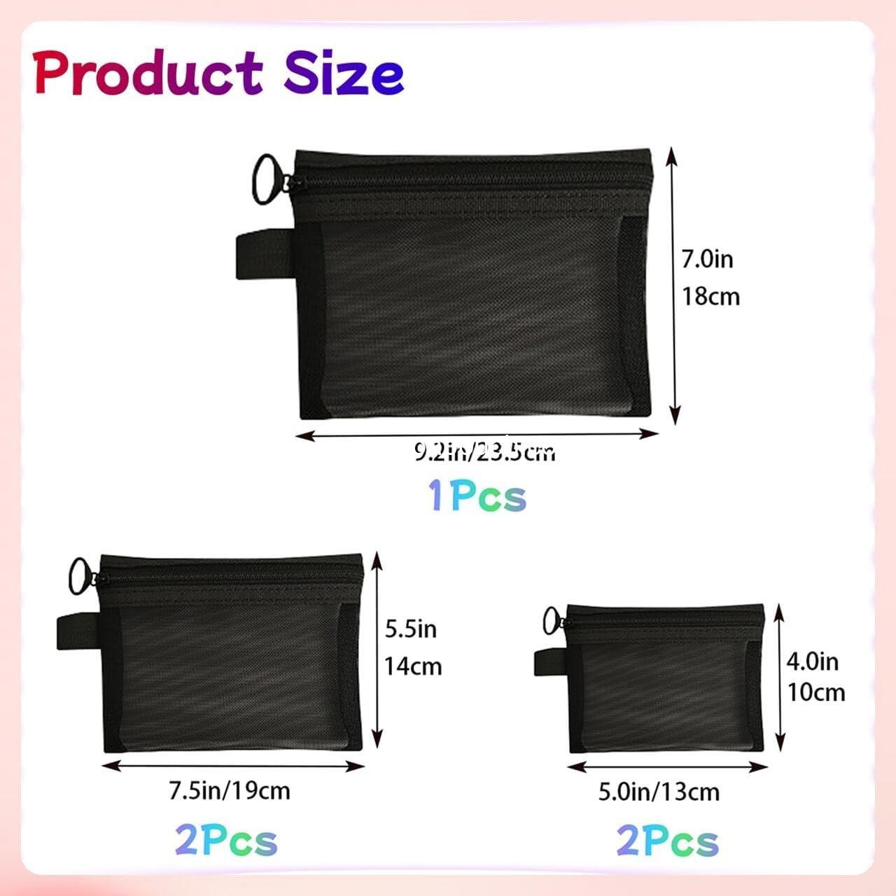 Wholesale 5-Pack Small Mesh Zipper Pouch Bags - Travel Cosmetic Organizer for Makeup Accessories - Small Zipper Makeup Bag for Purse Supplier