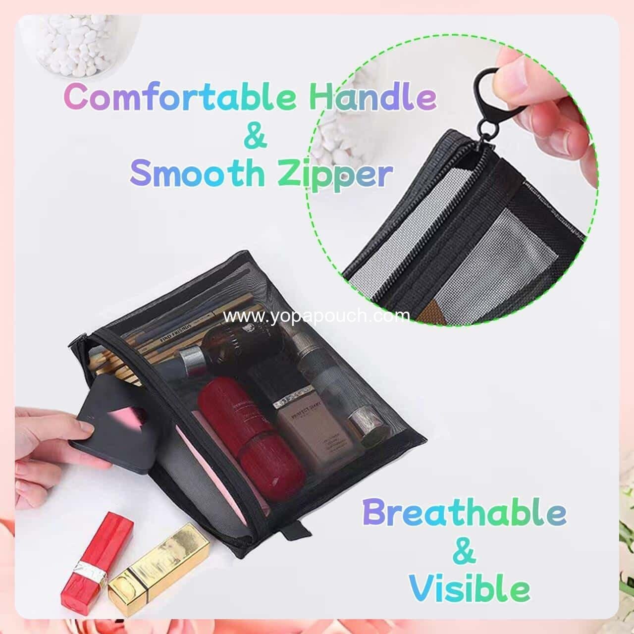 Wholesale 5-Pack Small Mesh Zipper Pouch Bags - Travel Cosmetic Organizer for Makeup Accessories - Small Zipper Makeup Bag for Purse Supplier