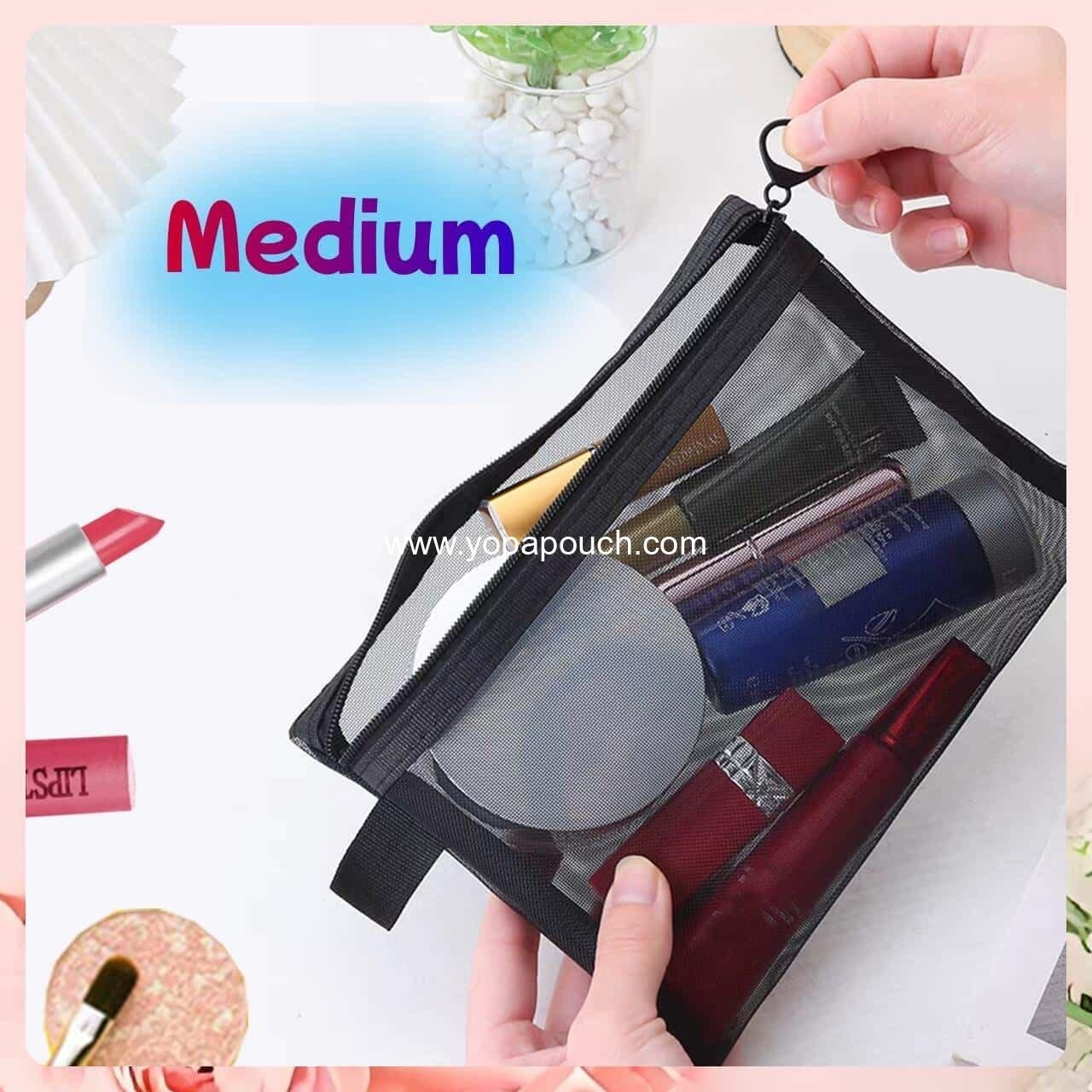 Wholesale 5-Pack Small Mesh Zipper Pouch Bags - Travel Cosmetic Organizer for Makeup Accessories - Small Zipper Makeup Bag for Purse Supplier