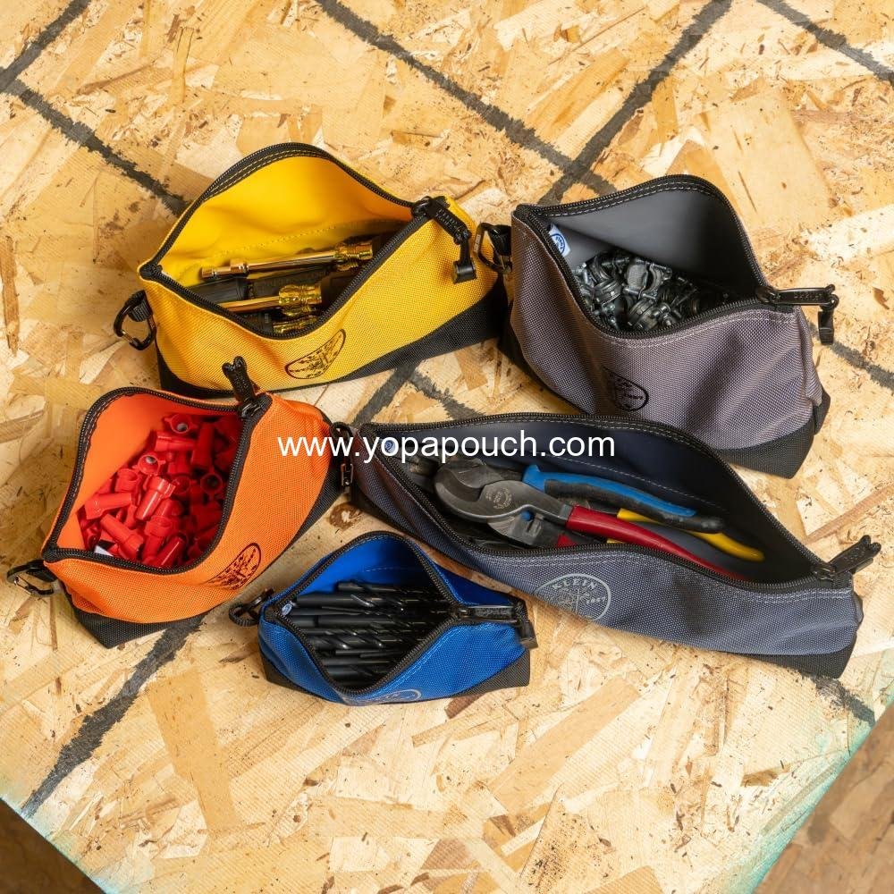 Wholesale Zipper Tool Bag Set - 5 Stand-Up Water-Resistant 1680D Pouches with Carabiners and 4 Canvas Utility Bags (12.5 x 7-Inch) - 9-Piece Manufacturer