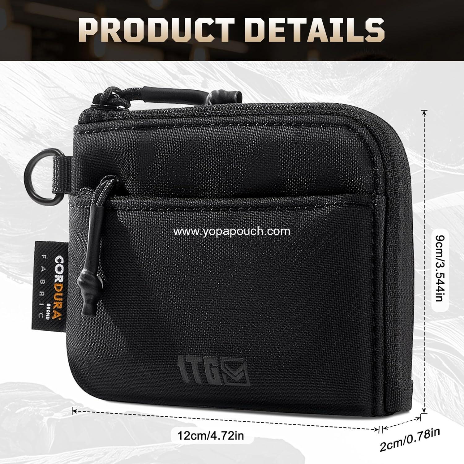 Wholesale Slim Minimalist Coin Purse for Men, 500D CORDURA Small Coin Pouch with Zipper | Tactical EDC Bag for Outdoor & Urban Carry Supplier