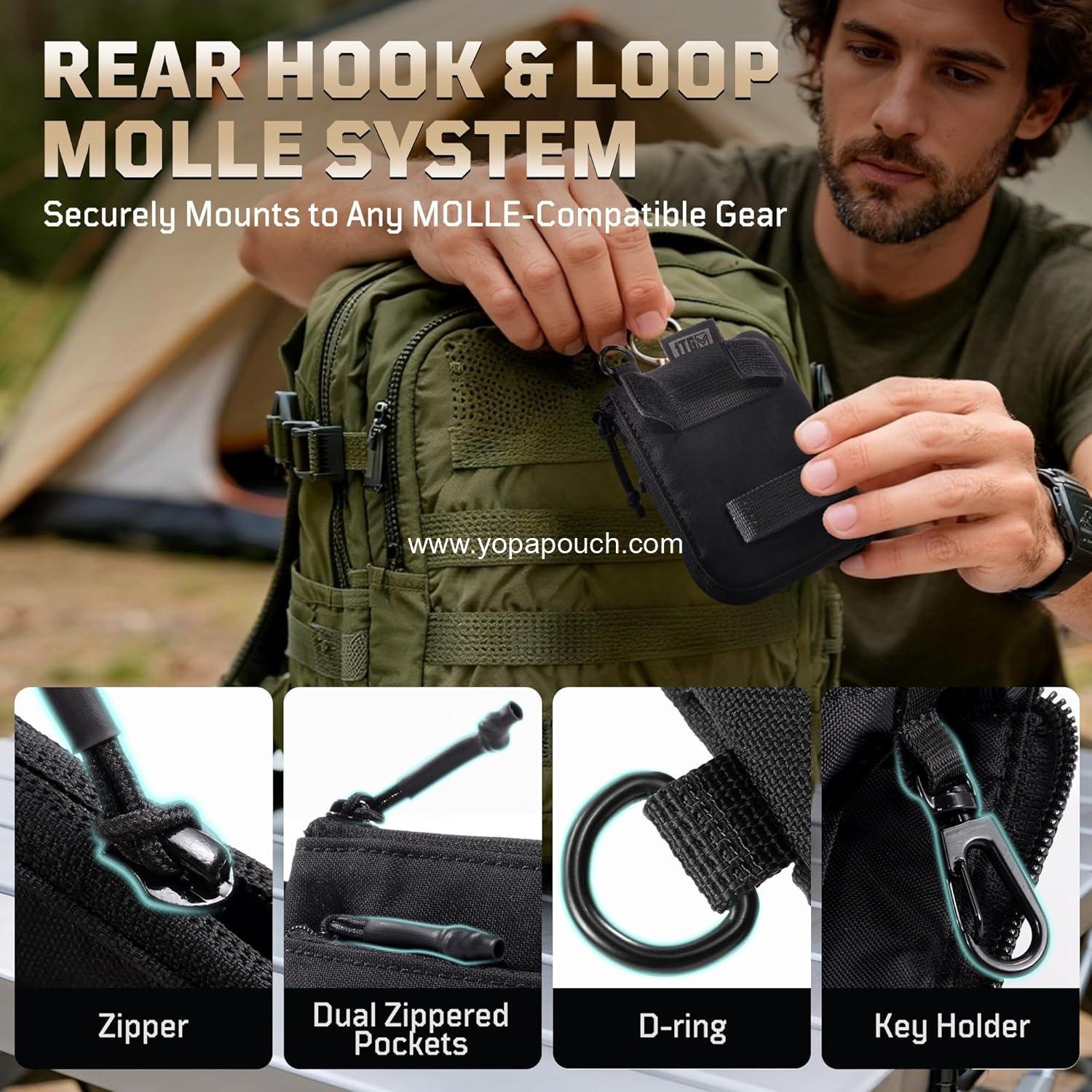 Wholesale Slim Minimalist Coin Purse for Men, 500D CORDURA Small Coin Pouch with Zipper | Tactical EDC Bag for Outdoor & Urban Carry Supplier